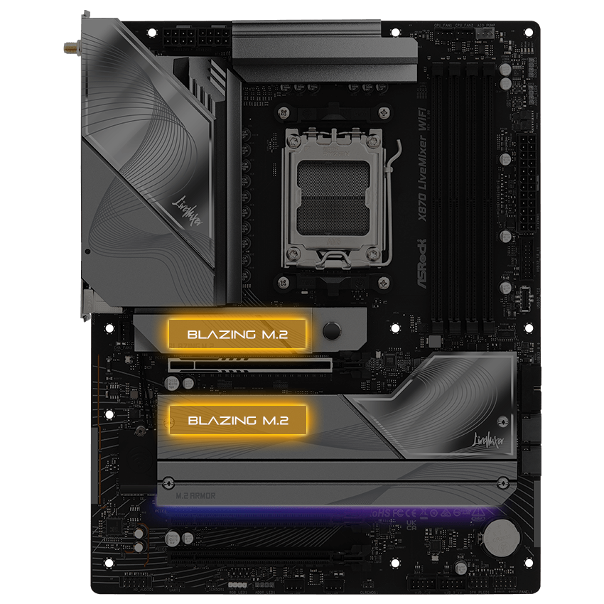 ASRock X870 LiveMixer WiFi AM5 ATX Motherboard - Newegg.com